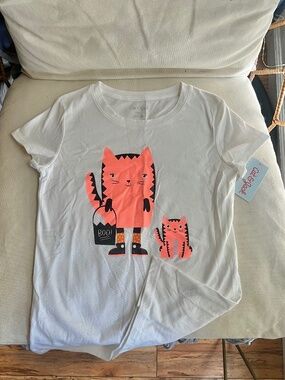 NWT brand new Cat and jack Cat costume halloween Spies white cotton t-shirt